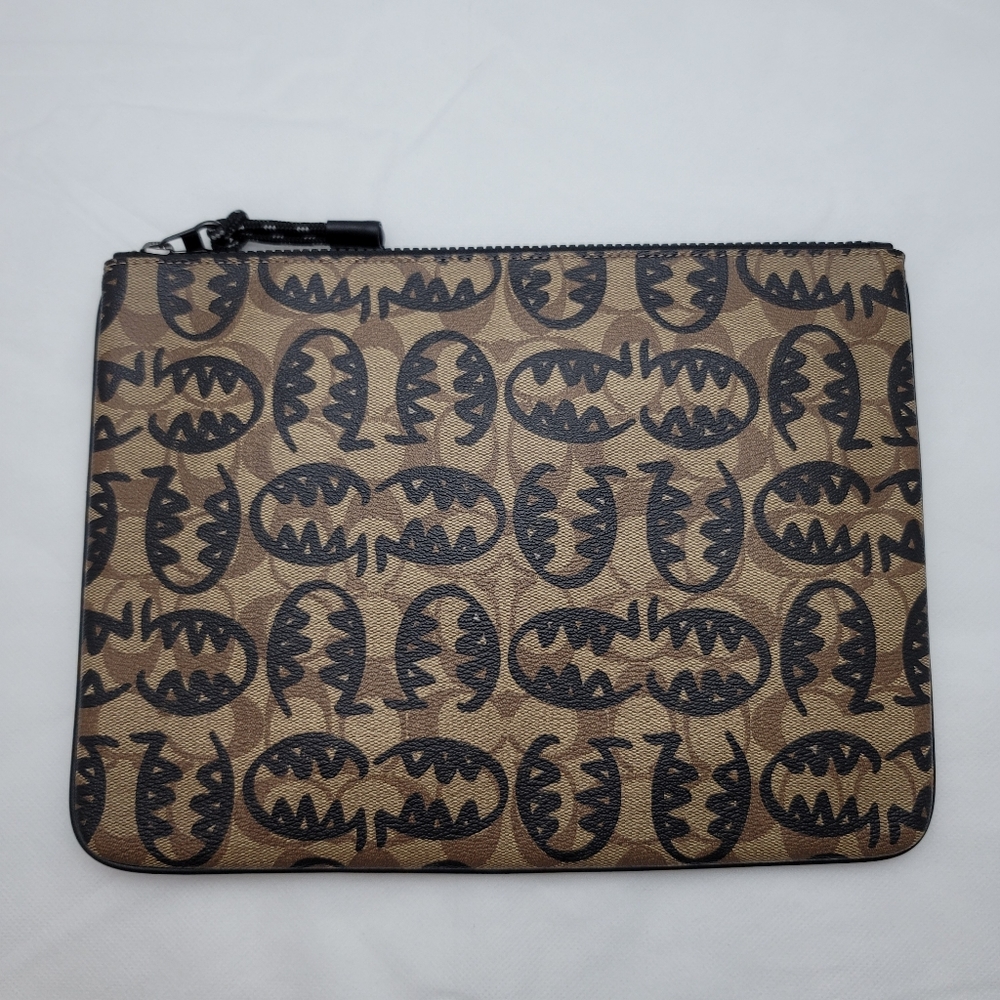 *Sample* Coach Large Pouch In Signature Canvas With Rexy By Guang Yu